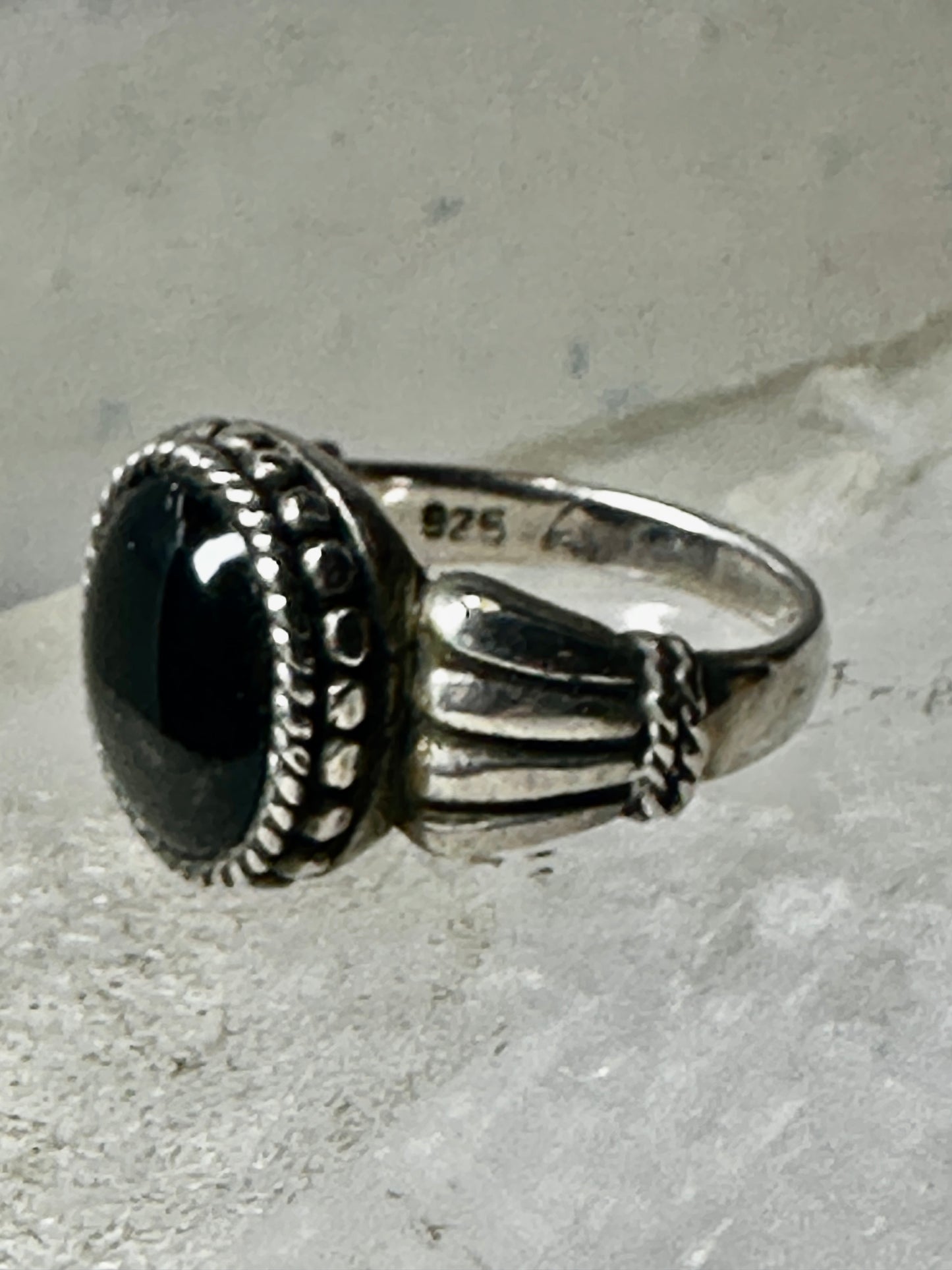 Onyx ring size 6.75 sterling silver mourning band women girls