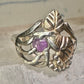 Black Hills Gold ring leaves amethyst band size 6 sterling silver women girls
