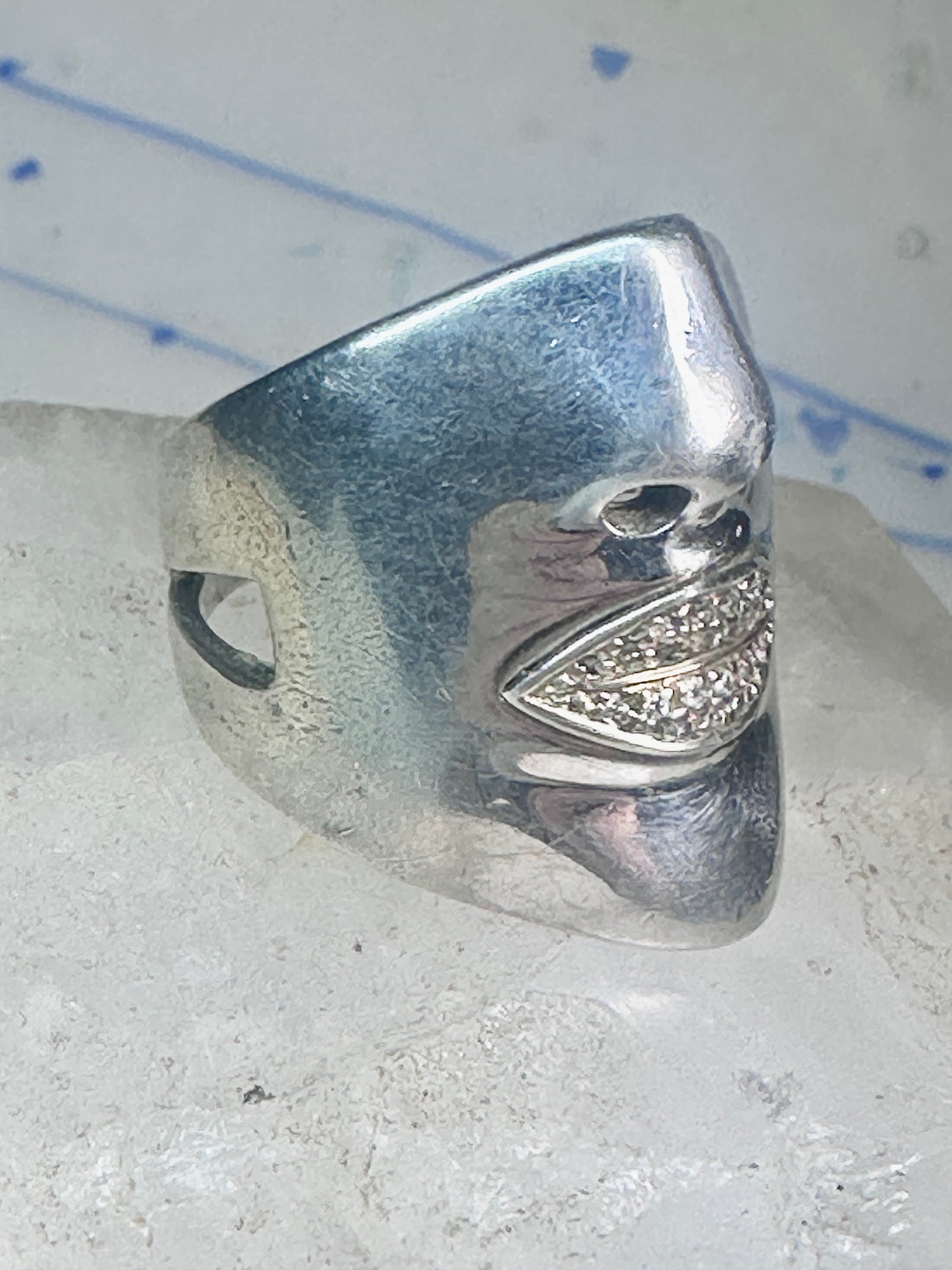 Sonia Bitton face ring Diamond lips band Size 6.75 sterling silver women