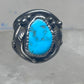 Vintage Sterling Silver Kingman Turquoise Stamped Leaf Ring Tom Ahasteen Size 10.50 925