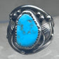 Vintage Sterling Silver Kingman Turquoise Stamped Leaf Ring Tom Ahasteen Size 10.50 925