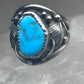 Vintage Sterling Silver Kingman Turquoise Stamped Leaf Ring Tom Ahasteen Size 10.50 925