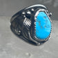Vintage Sterling Silver Kingman Turquoise Stamped Leaf Ring Tom Ahasteen Size 10.50 925