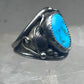 Vintage Sterling Silver Kingman Turquoise Stamped Leaf Ring Tom Ahasteen Size 10.50 925