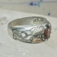 Black Hills ring garnet leaves wedding band size 7.7 sterling silver women men
