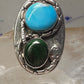 Navajo Ring Snake Turquoise malachite band size 10.5 sterling silver men women