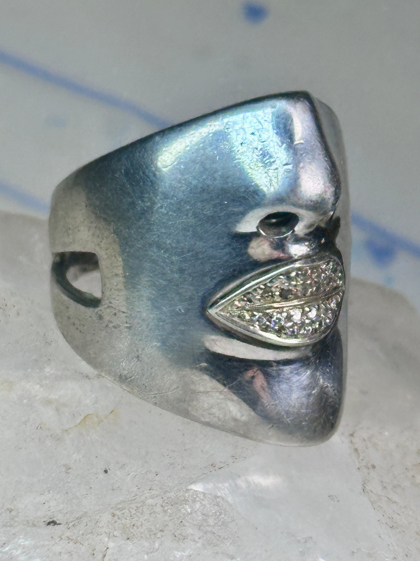 Sonia Bitton face ring Diamond lips band Size 6.75 sterling silver women