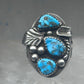 Vintage Sterling Silver Morenci Blue Turquoise Three Stone Leaf Ring Size 9.50 925