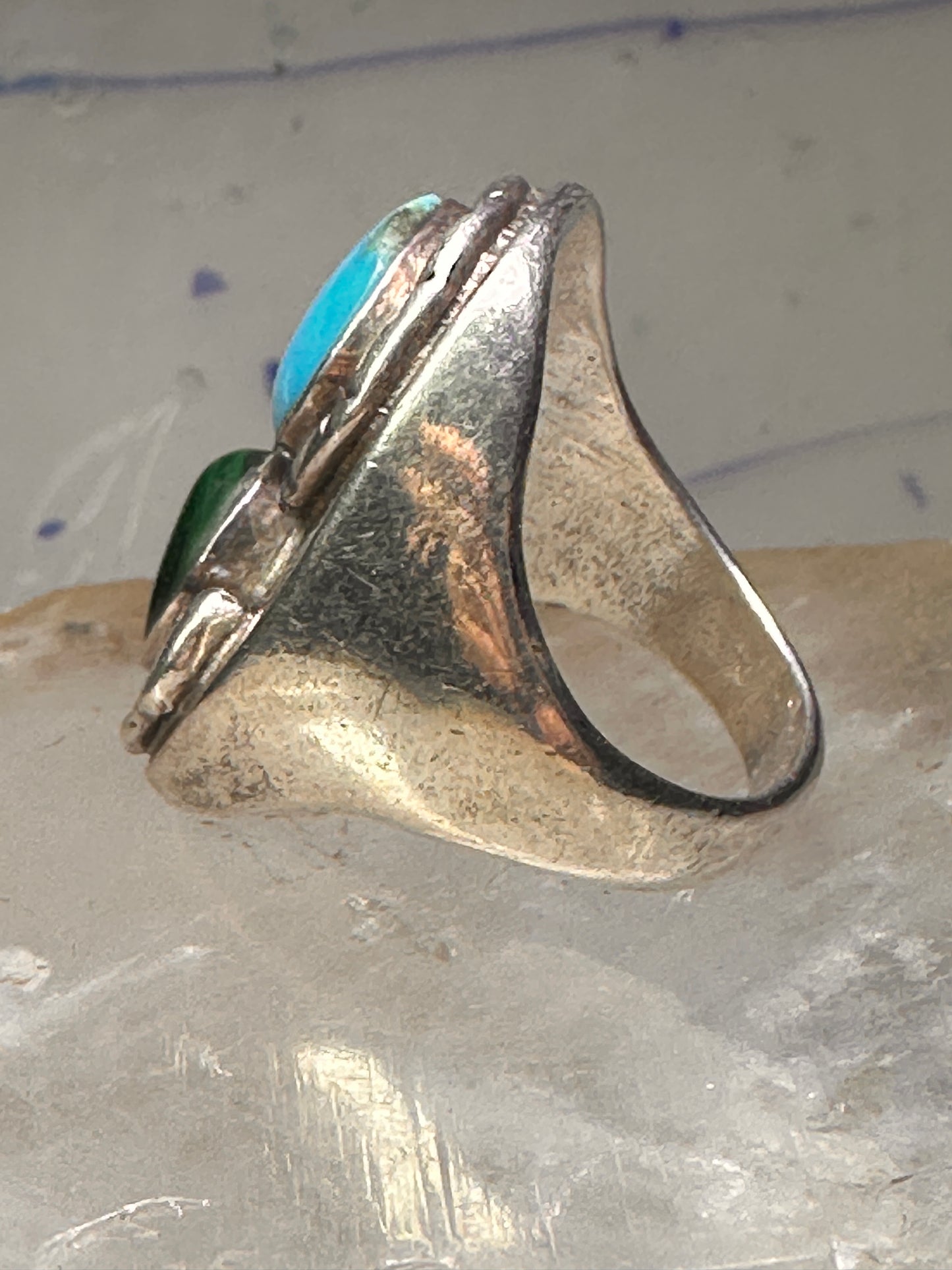 Navajo Ring Snake Turquoise malachite band size 10.5 sterling silver men women