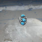 Vintage Sterling Silver Morenci Blue Turquoise Three Stone Leaf Ring Size 9.50 925