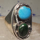 Navajo Ring Snake Turquoise malachite band size 10.5 sterling silver men women