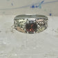 Black Hills ring garnet leaves wedding band size 7.7 sterling silver women men