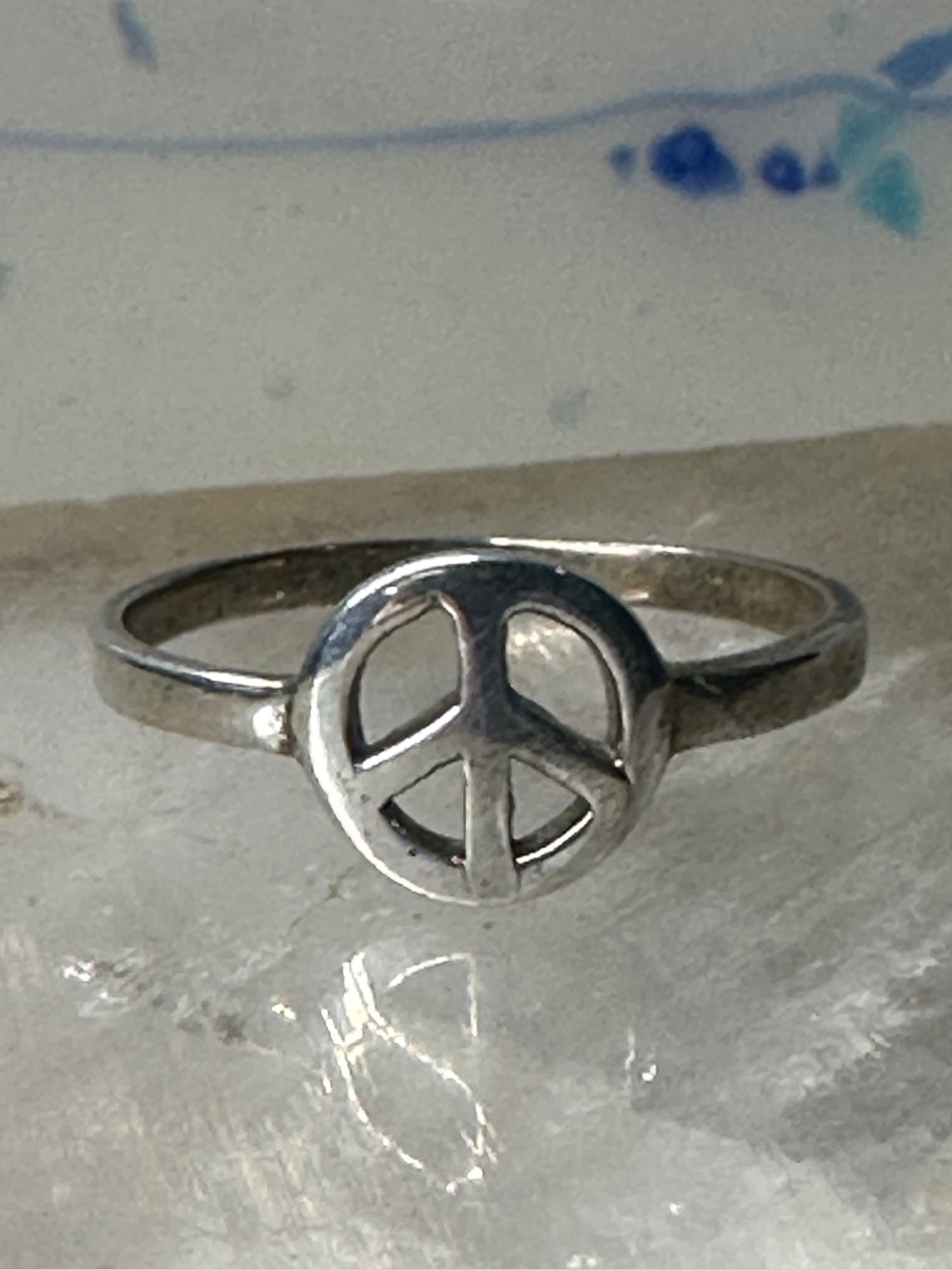 Peace ring religious band size 8.50 sterling silver women pinky girls women