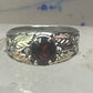 Black Hills ring garnet leaves wedding band size 7.7 sterling silver women men