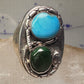 Navajo Ring Snake Turquoise malachite band size 10.5 sterling silver men women