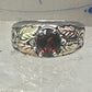 Black Hills ring garnet leaves wedding band size 7.7 sterling silver women men