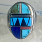 Zuni ring turquoise geometric inlay Size 11 sterling silver women men