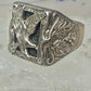Black Hills ring Eagle onyx leaves band size 10.50 sterling silver women men