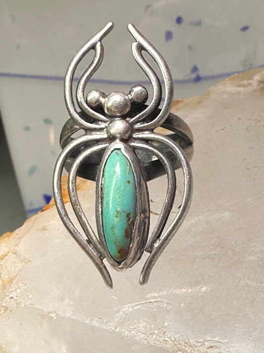Navajo Ring Spider Turquoise band size 5.5 sterling silver men women