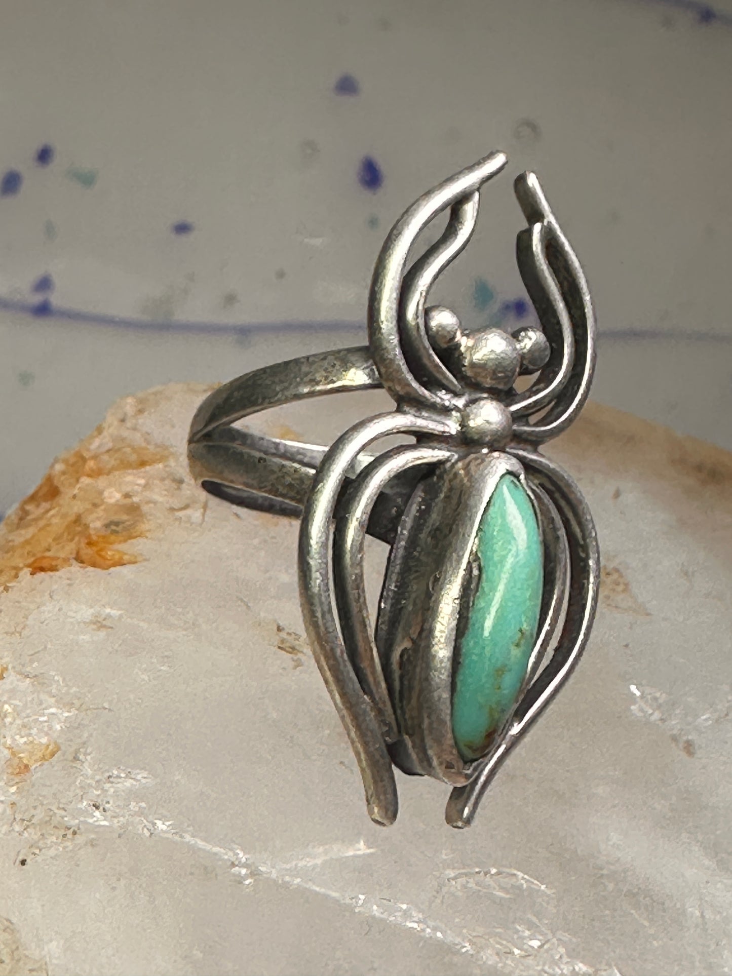 Navajo Ring Spider Turquoise band size 5.5 sterling silver men women