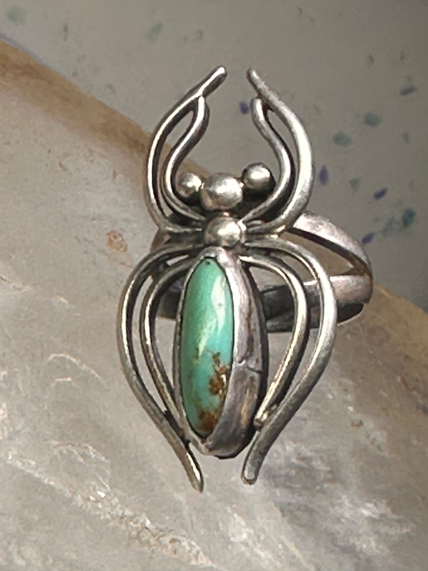Navajo Ring Spider Turquoise band size 5.5 sterling silver men women