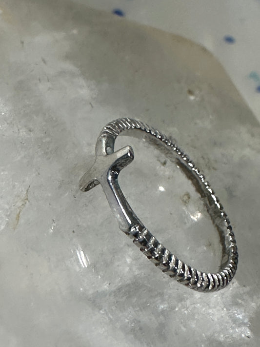 Cross ring religious band  size 3 sterling silver women pinky girls women