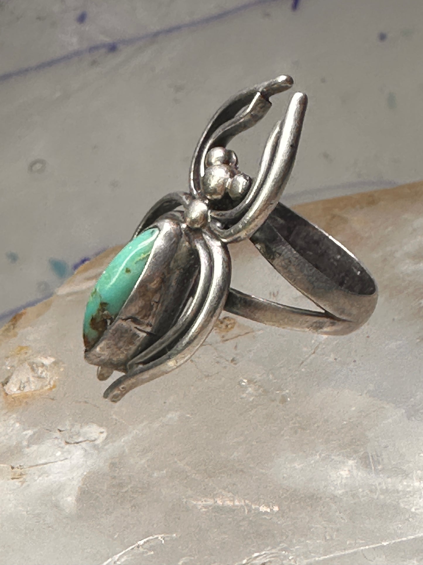 Navajo Ring Spider Turquoise band size 5.5 sterling silver men women