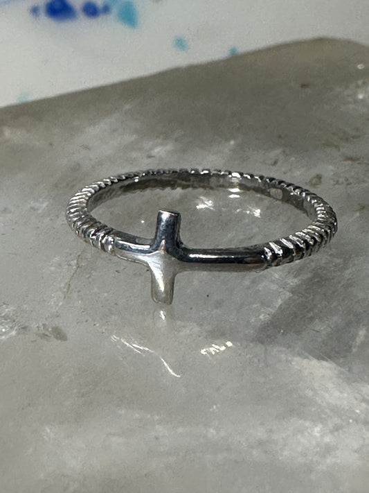 Cross ring religious band  size 3 sterling silver women pinky girls women