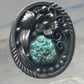 Vintage Sterling Silver Royston Green Turquoise Flower Leaf Ring Size 9 9.50 925
