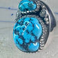 Navajo ring turquoise Size 10.75 Heavy sterling silver women men signed WT