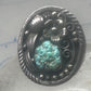 Vintage Sterling Silver Royston Green Turquoise Flower Leaf Ring Size 9 9.50 925