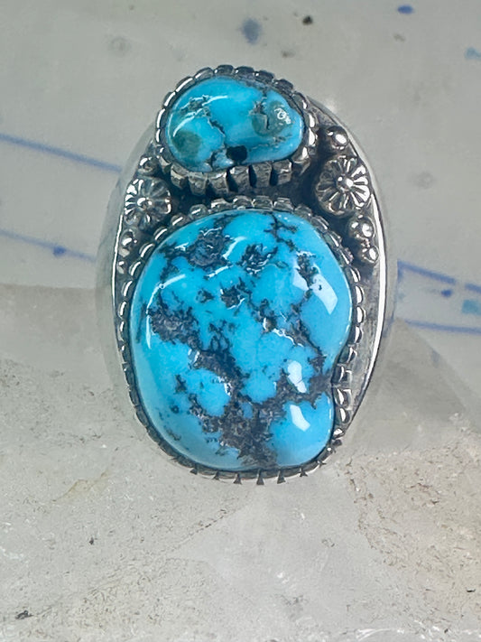 Navajo ring turquoise Size 10.75 Heavy sterling silver women men signed WT