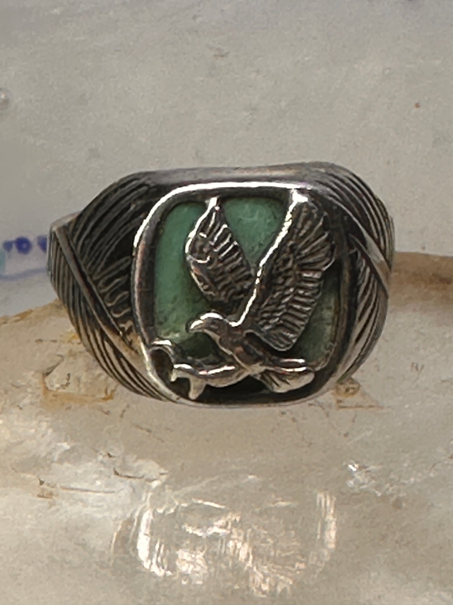 Eagle Ring southwest Turquoise band size 13.2 sterling silver men women