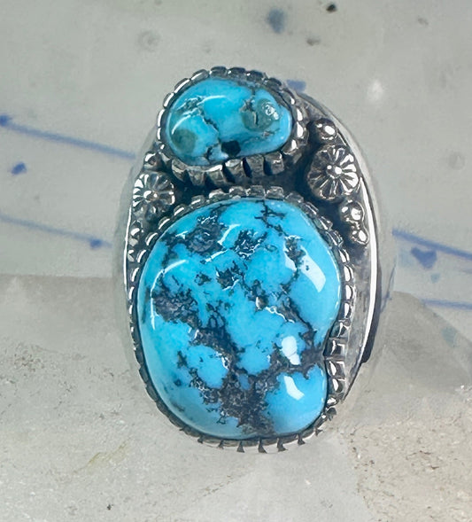 Navajo ring turquoise Size 10.75 Heavy sterling silver women men signed WT