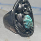 Vintage Sterling Silver Royston Green Turquoise Flower Leaf Ring Size 9 9.50 925
