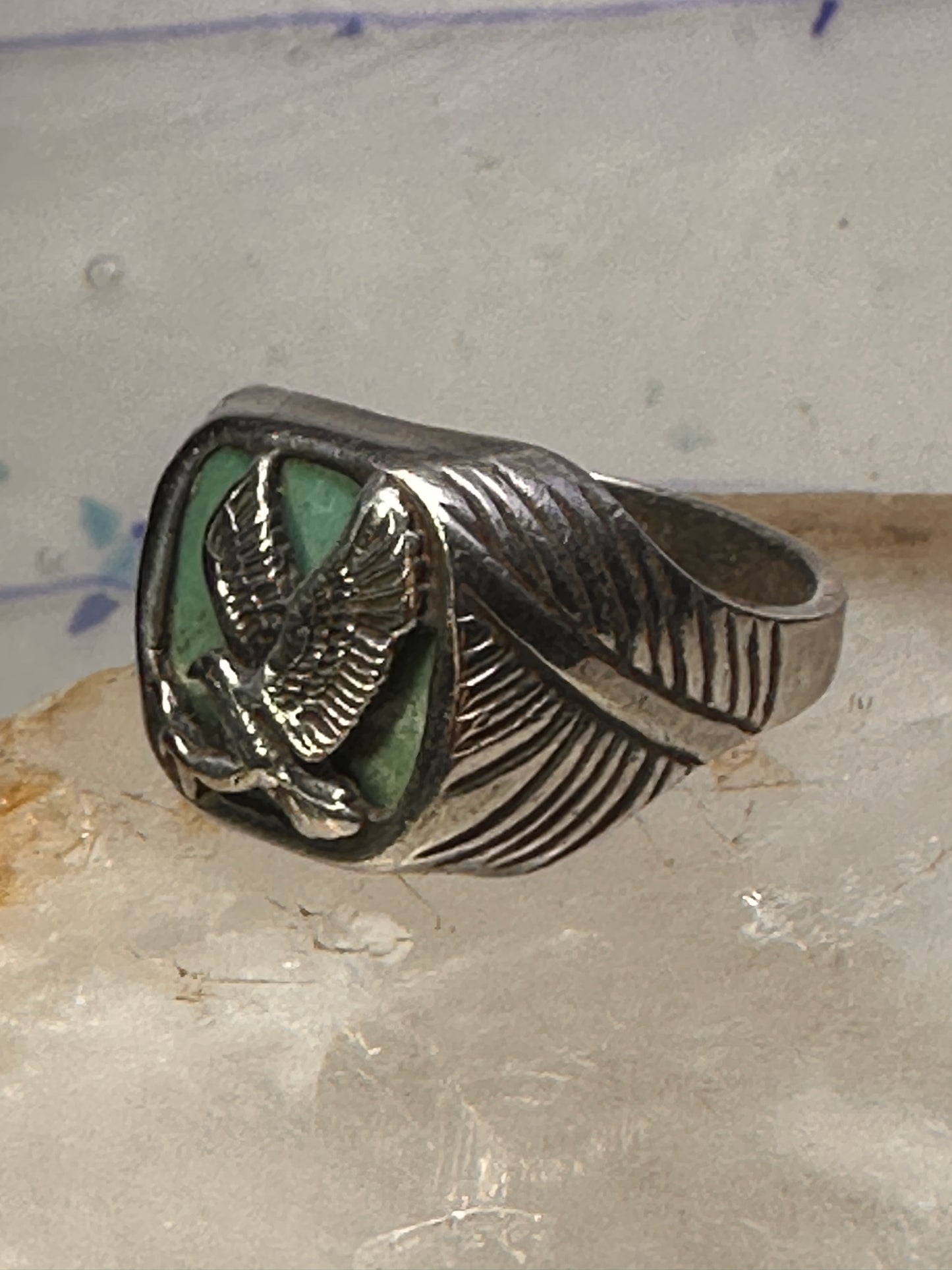 Eagle Ring southwest Turquoise band size 13.2 sterling silver men women