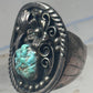 Vintage Sterling Silver Royston Green Turquoise Flower Leaf Ring Size 9 9.50 925