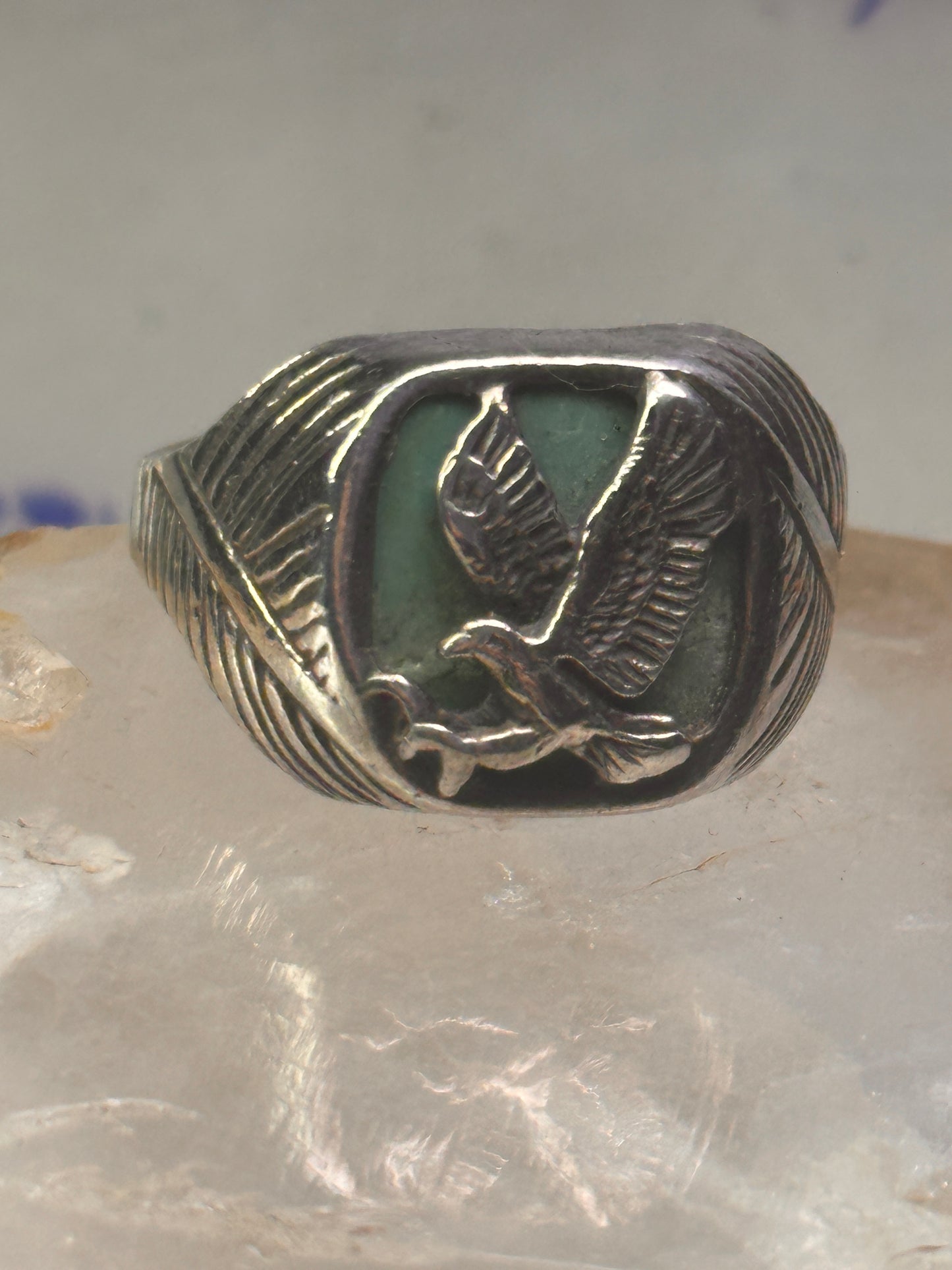 Eagle Ring southwest Turquoise band size 13.2 sterling silver men women