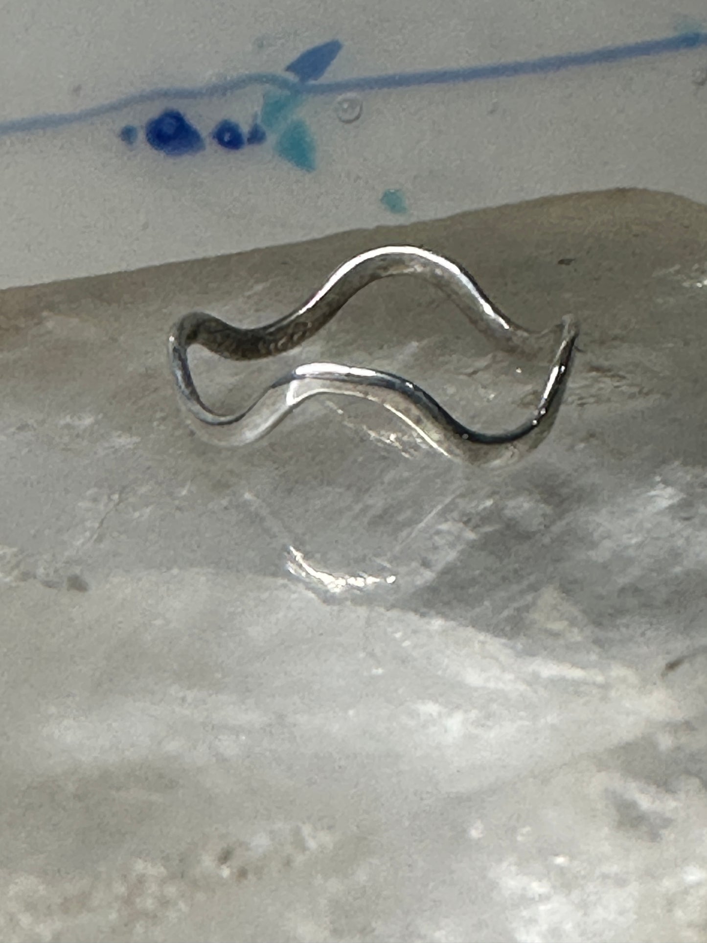 Wavy ring waves  band size 5 sterling silver women pinky  girls