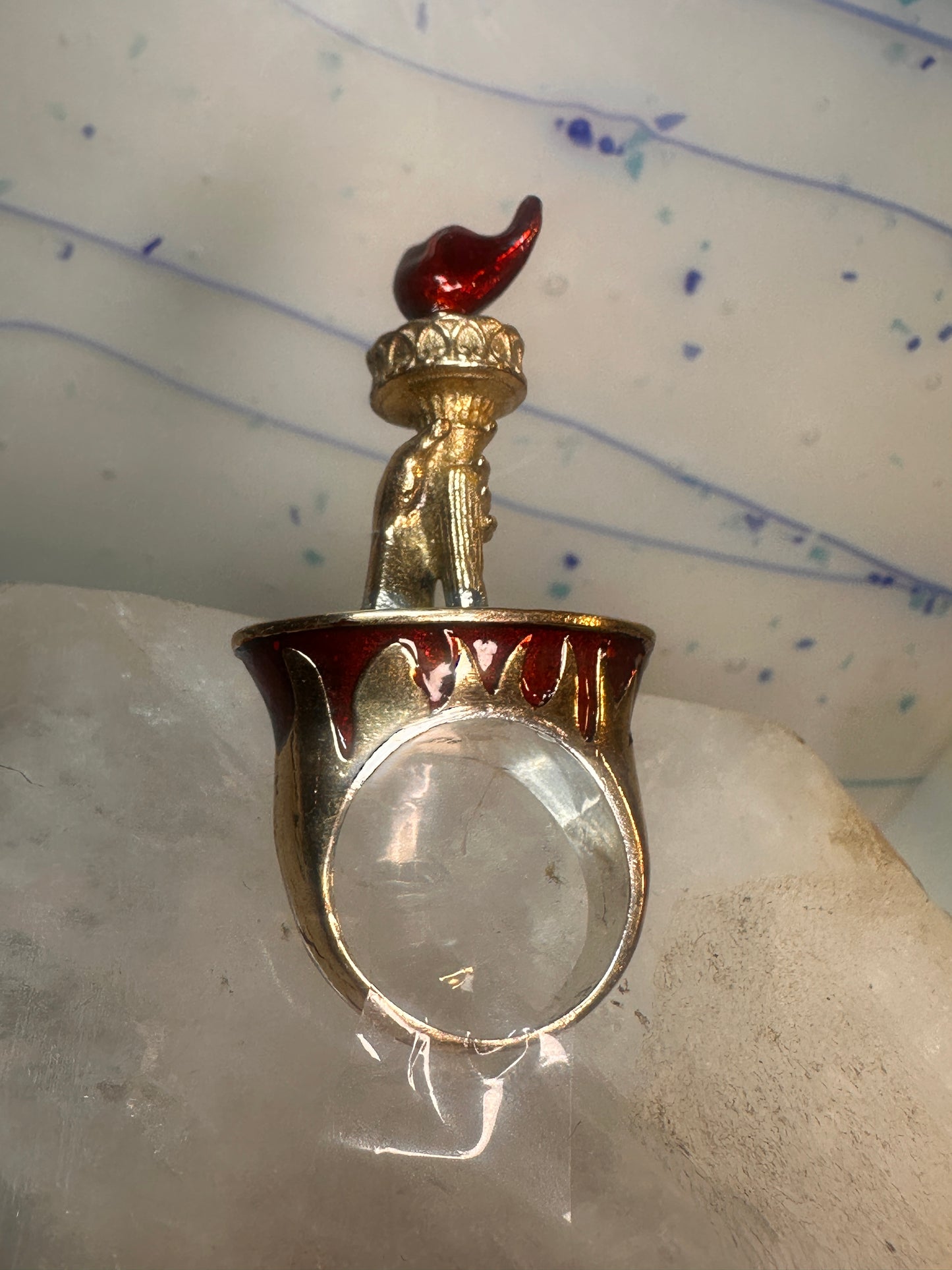 Statue of Liberty flame ring size 8 sterling silver women