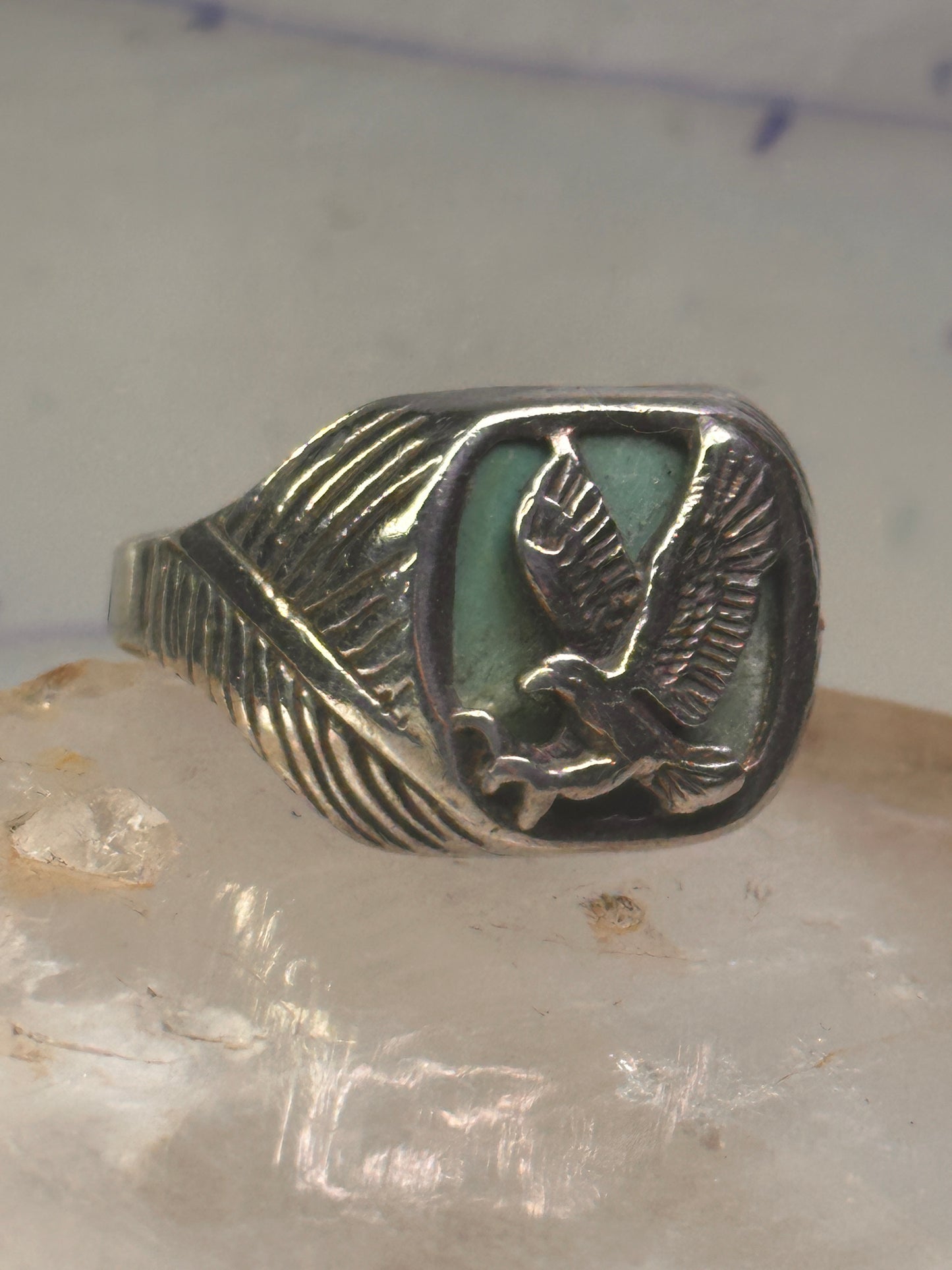 Eagle Ring southwest Turquoise band size 13.2 sterling silver men women