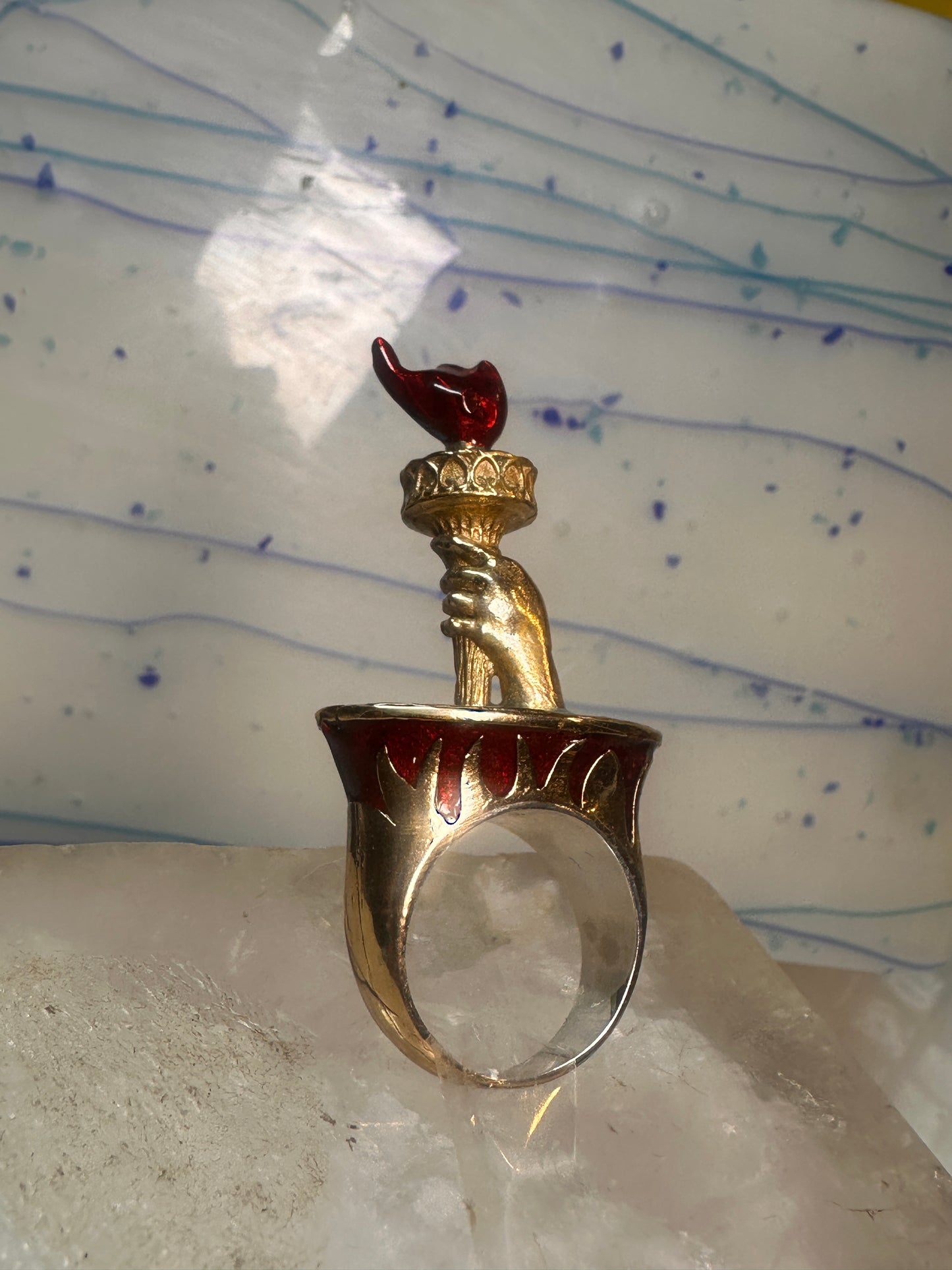 Statue of Liberty flame ring size 8 sterling silver women
