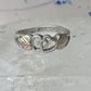 Black Hills ring double heart band Valentine size 7.25 sterling silver women