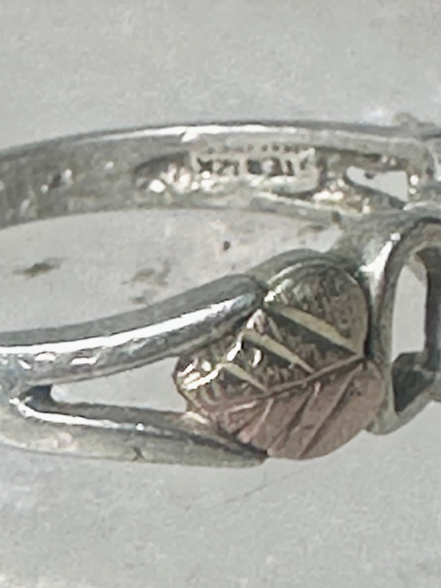 Black Hills ring double heart band Valentine size 7.25 sterling silver women