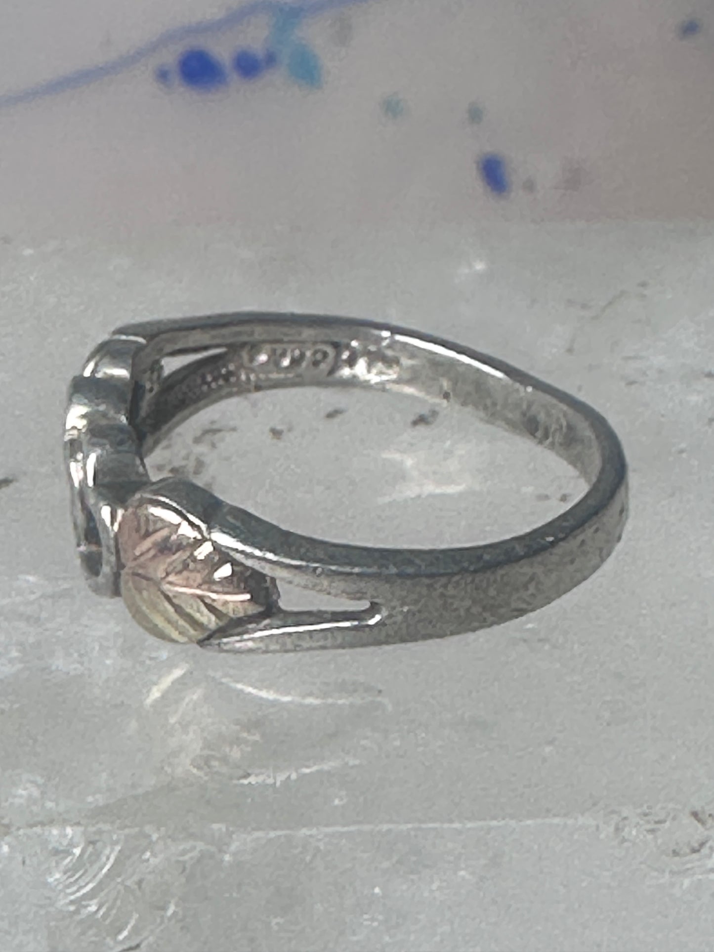 Black Hills ring double heart band Valentine size 7.25 sterling silver women