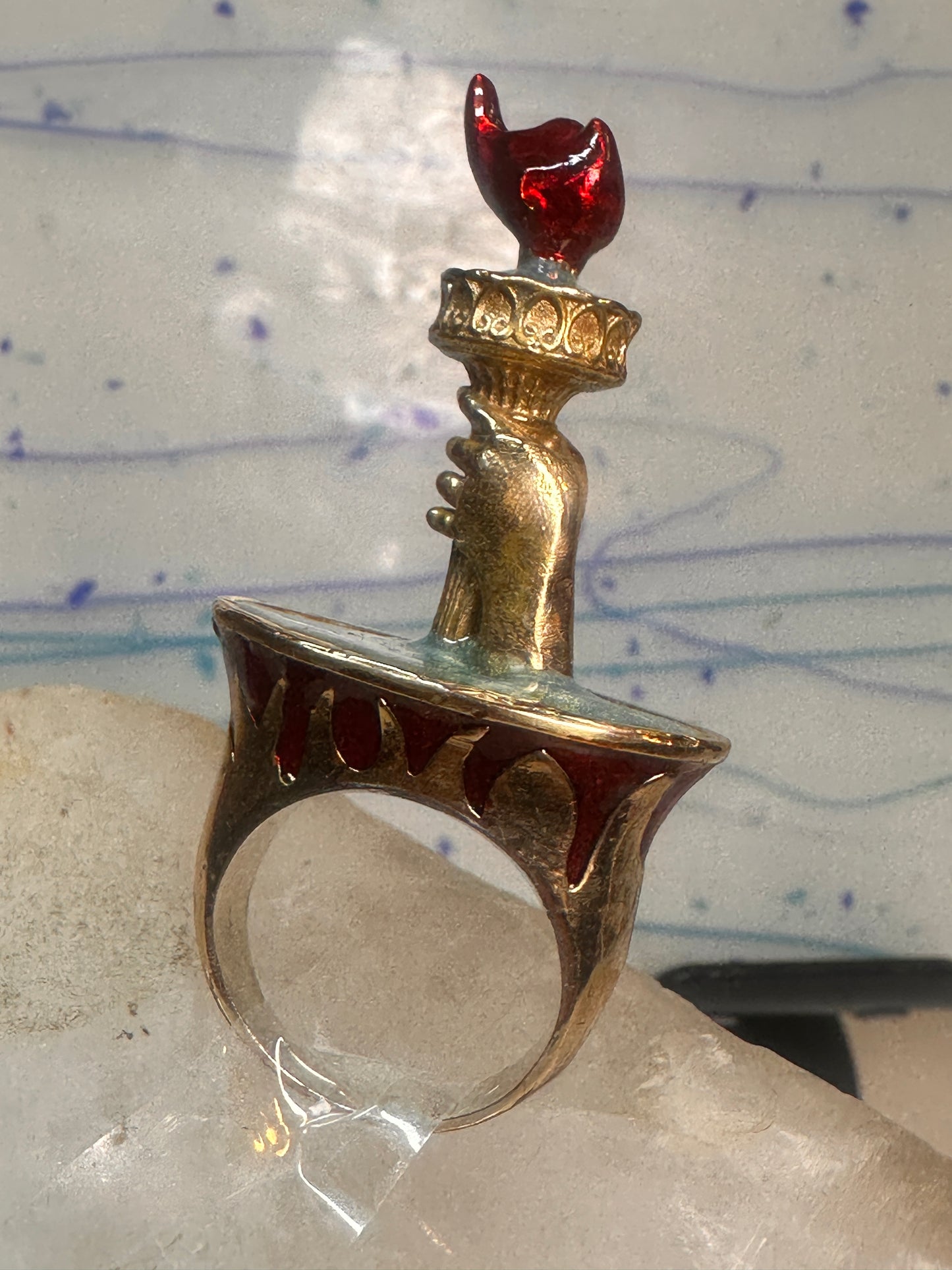 Statue of Liberty flame ring size 8 sterling silver women