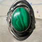 Malachite ring leaves feathers Navajo size 8 sterling silver women men