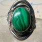 Malachite ring leaves feathers Navajo size 8 sterling silver women men