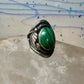 Malachite ring leaves feathers Navajo size 8 sterling silver women men