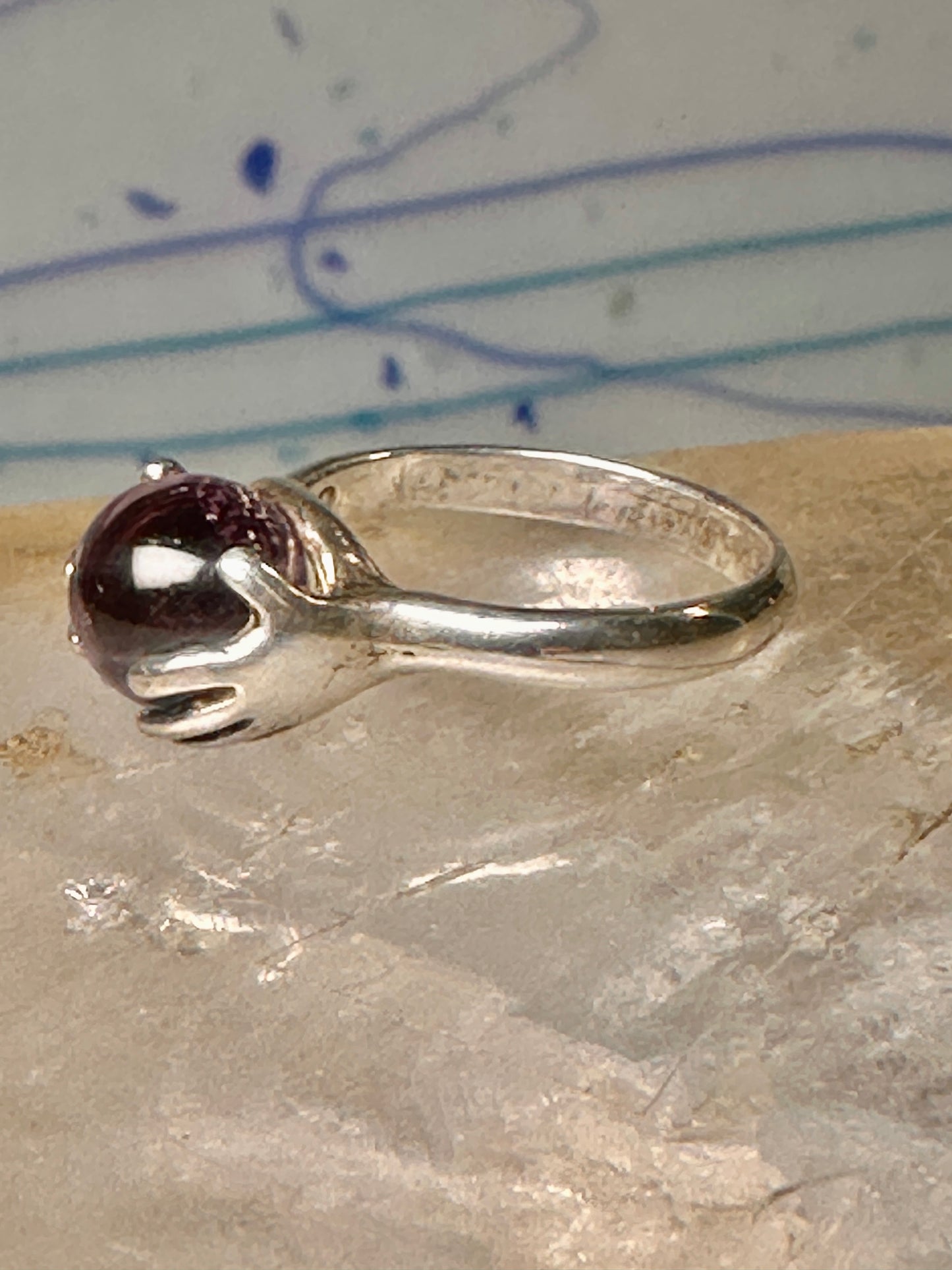 Hands ring size 6 amethyst orb ball globe band sterling silver women